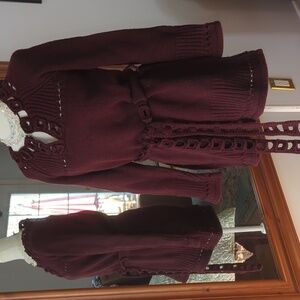 Elegant Burgundy Knit Dress Tunic